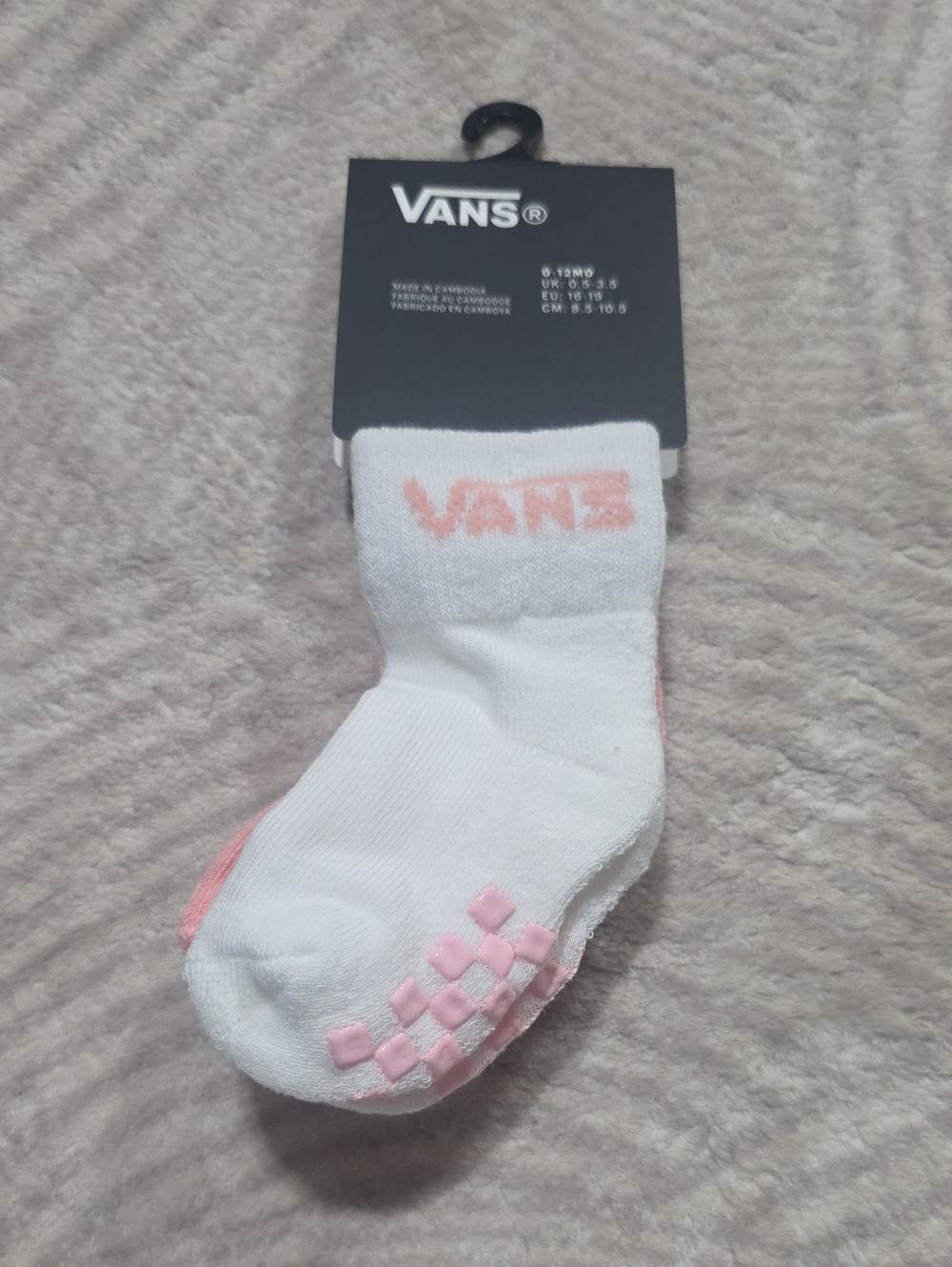 Vans White & Pink Baby Non-Slip Athletic Sock